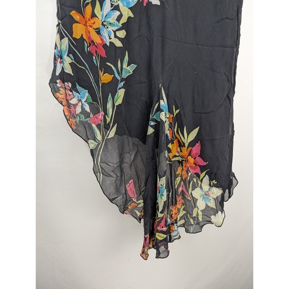 Vintage Y2K Cache 100% Silk Floral Asymmetrical Maxi Skirt Fairy Whimsigoth Twee - Picture 2 of 8